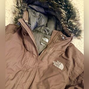 The North Face Dark Brown Jacket with Fur Trim